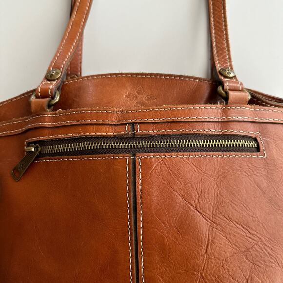 Patricia Nash Poppy Heritage Top Handle Full Leather Tan Tote Bag Purse - Picture 3 of 13